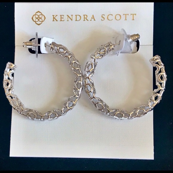 SOLD Kendra Scott Maggie Hoop Silver Filigree - Picture 10 of 11